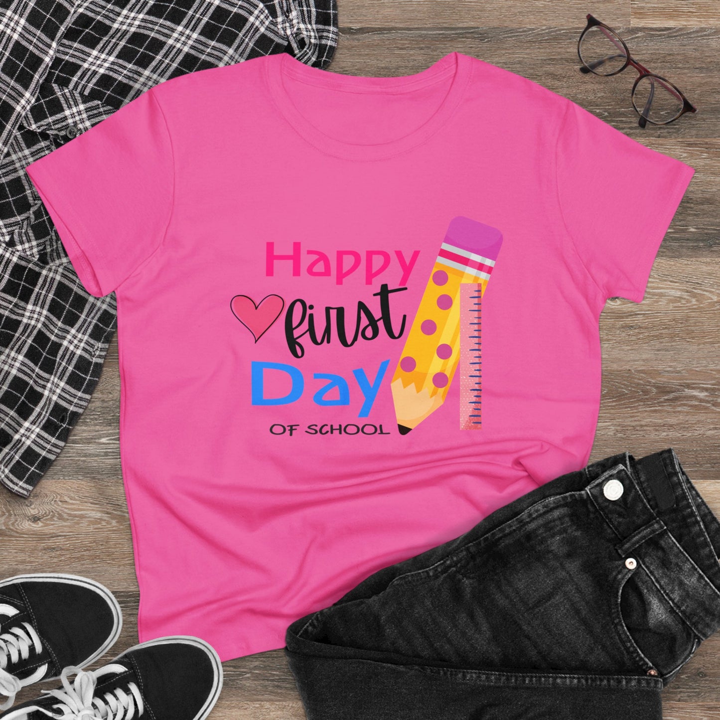 Happy First Day Heart Midweight Cotton Tee