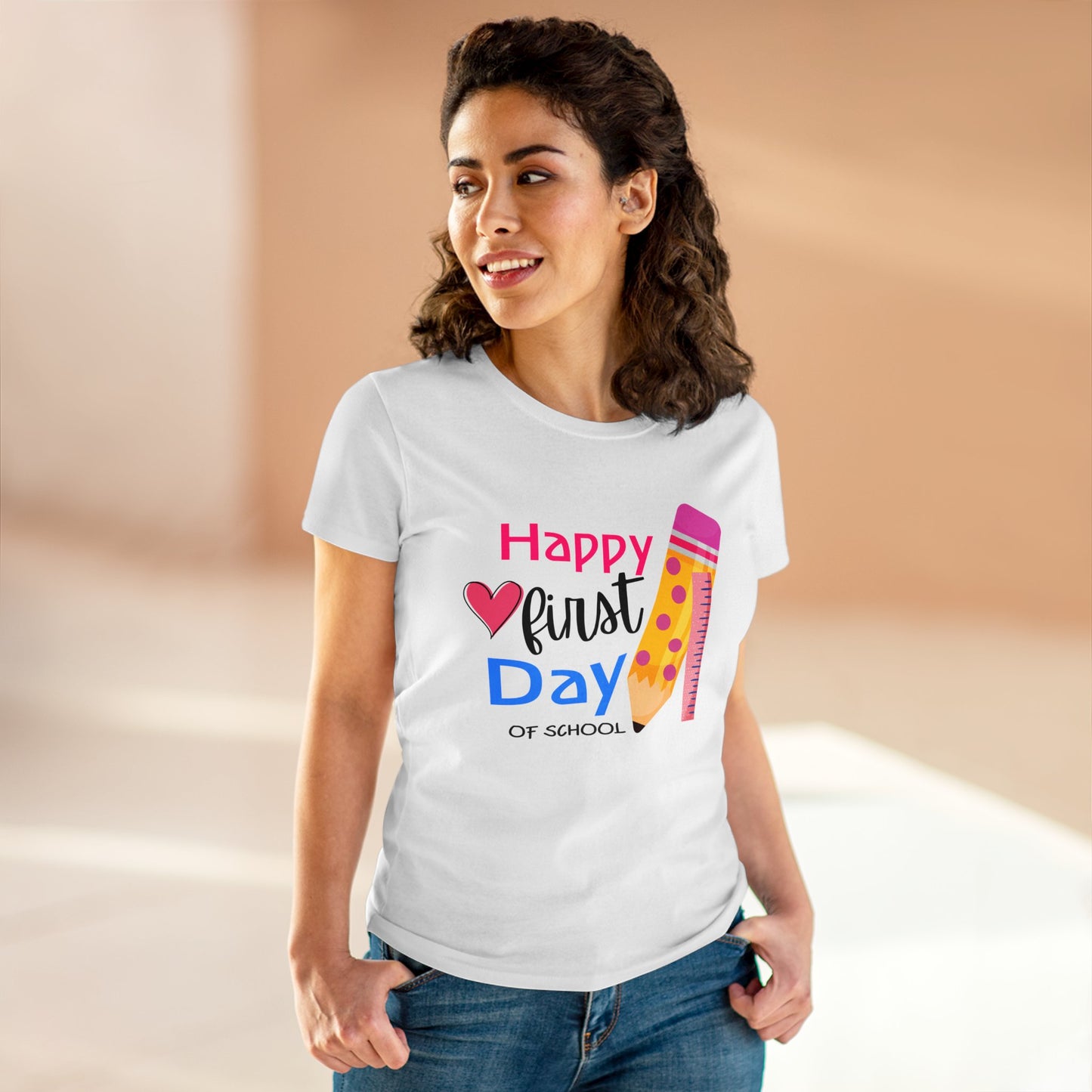 Happy First Day Heart Midweight Cotton Tee