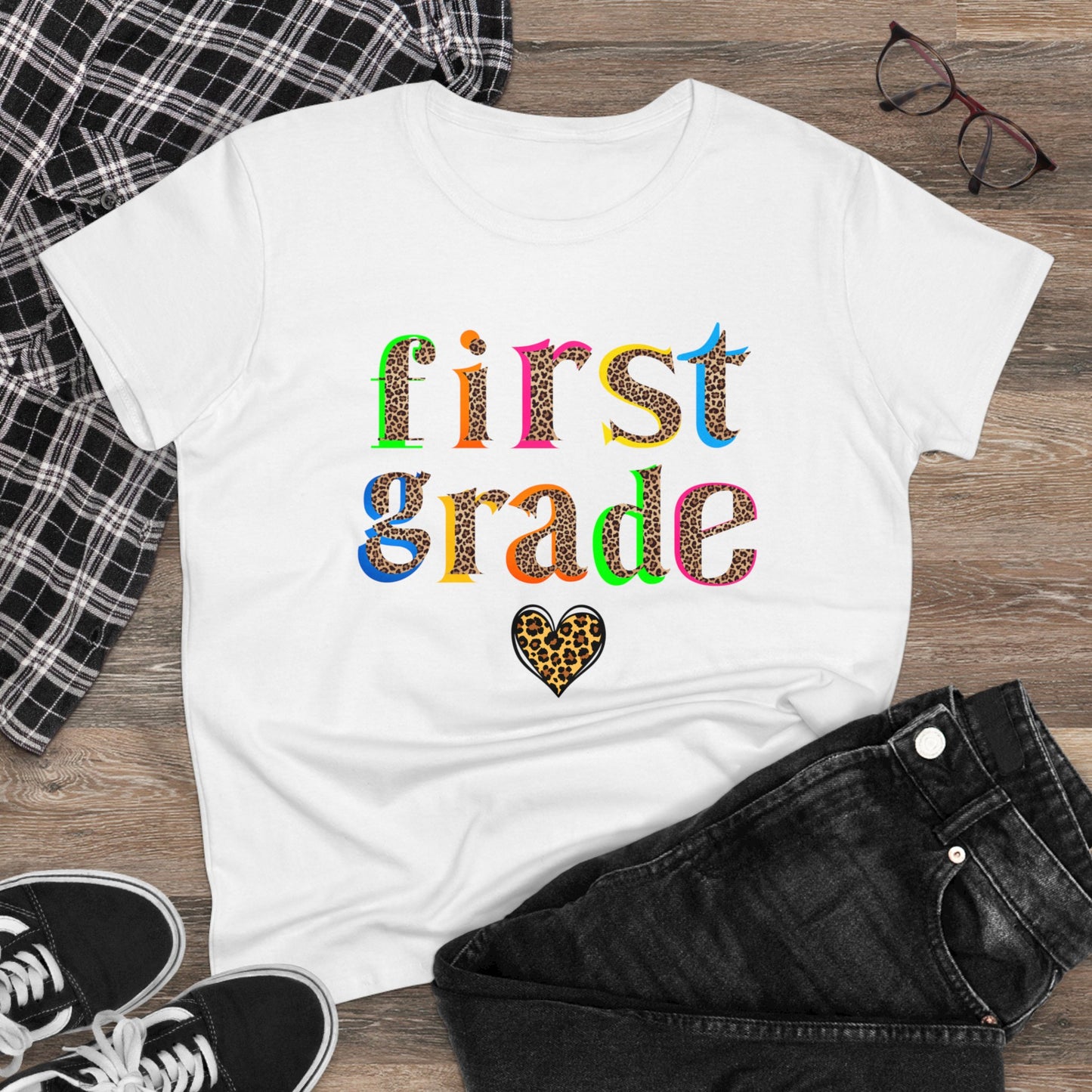 First Grade Cheetah Print Tee Tee