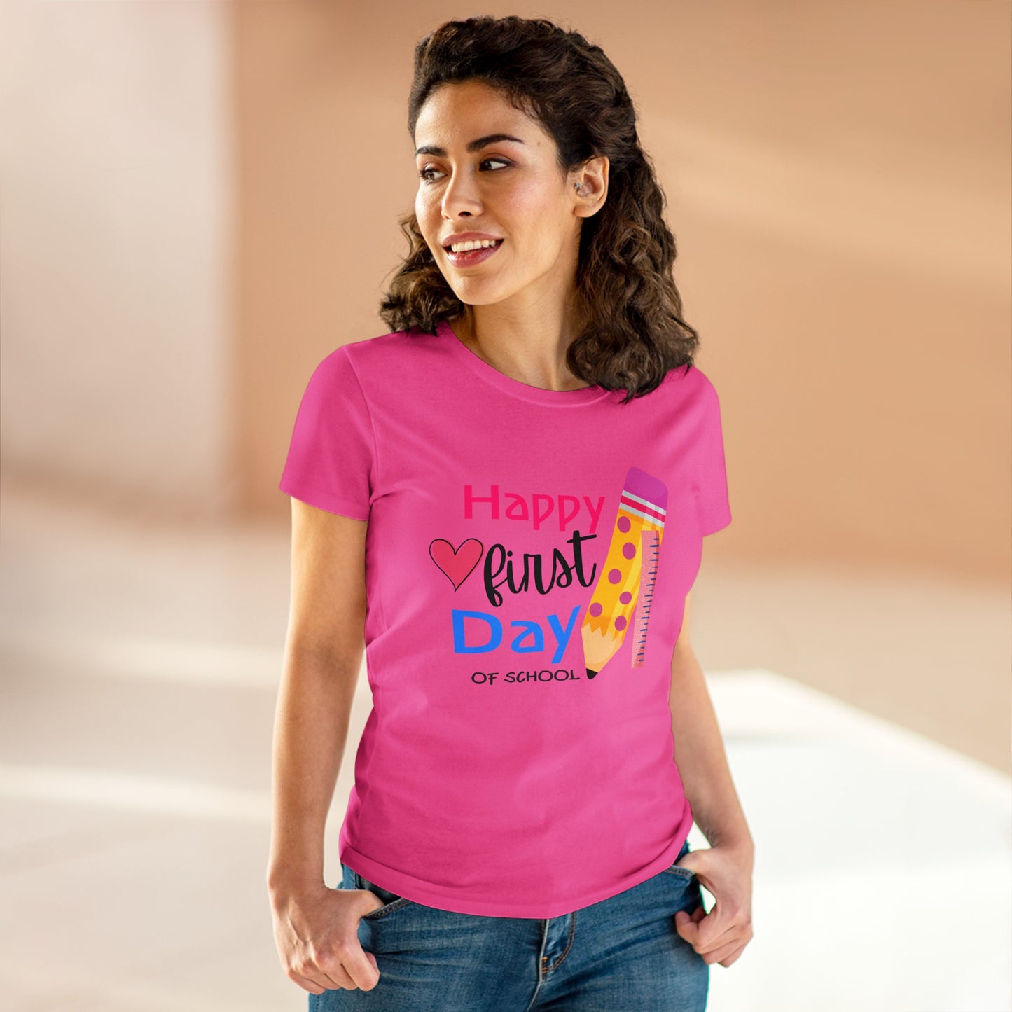 Happy First Day Heart Midweight Cotton Tee