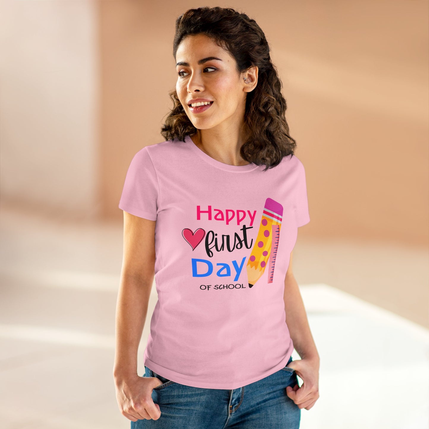 Happy First Day Heart Midweight Cotton Tee