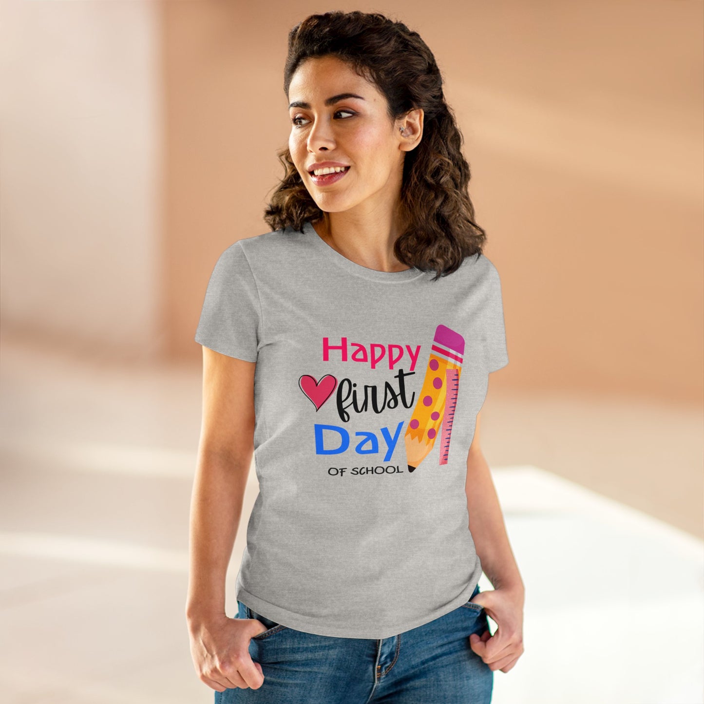 Happy First Day Heart Midweight Cotton Tee